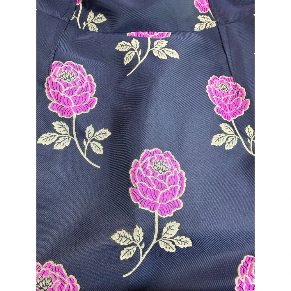 J.Crew Dress Womens 6 Navy Pink Floral Jacquard Sleeveless Mini Sheath AP076‎